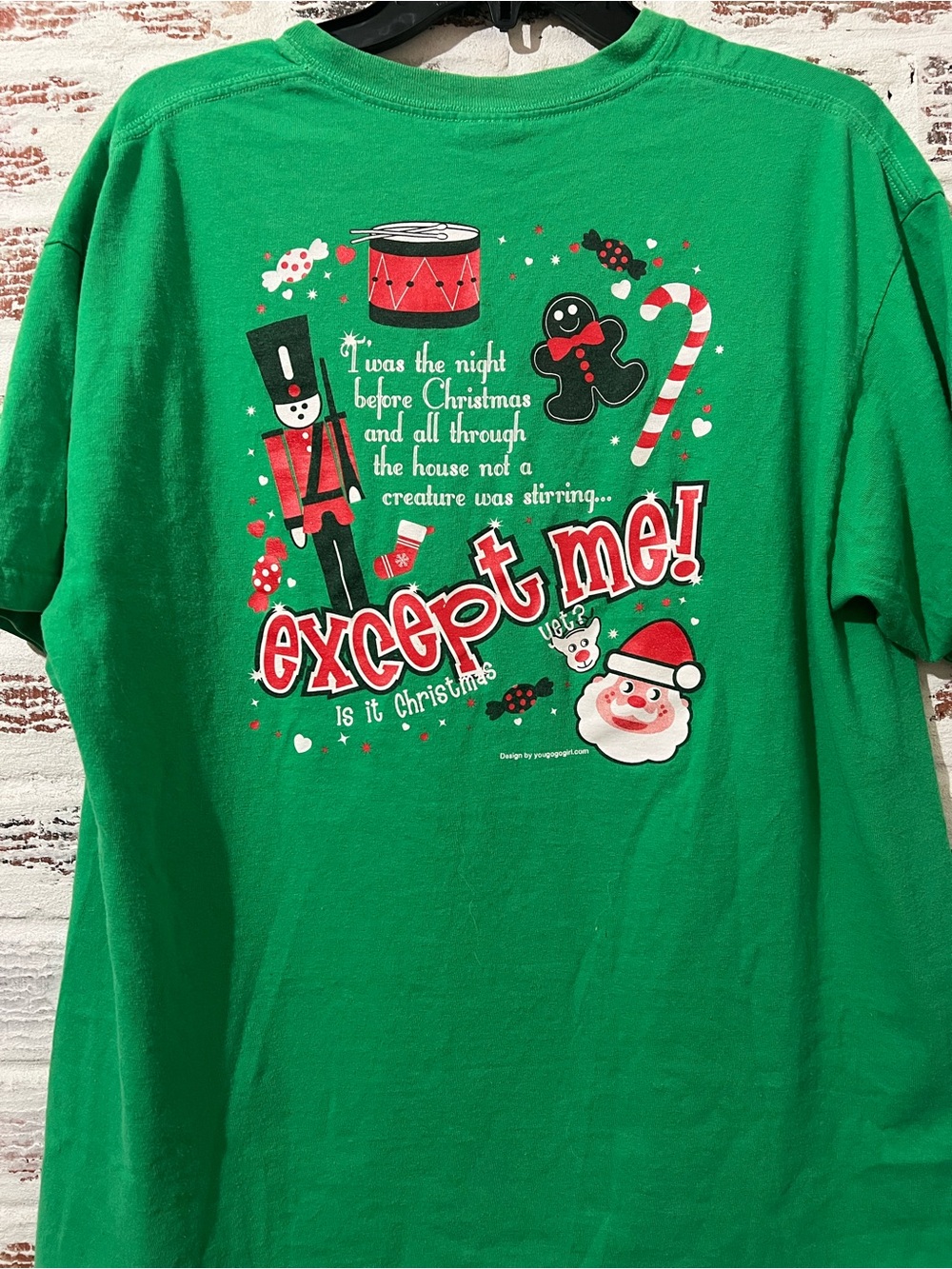 Gildan T Shirt Christmas Short Sleeve Graphic Print Nutcracker Green Sz L